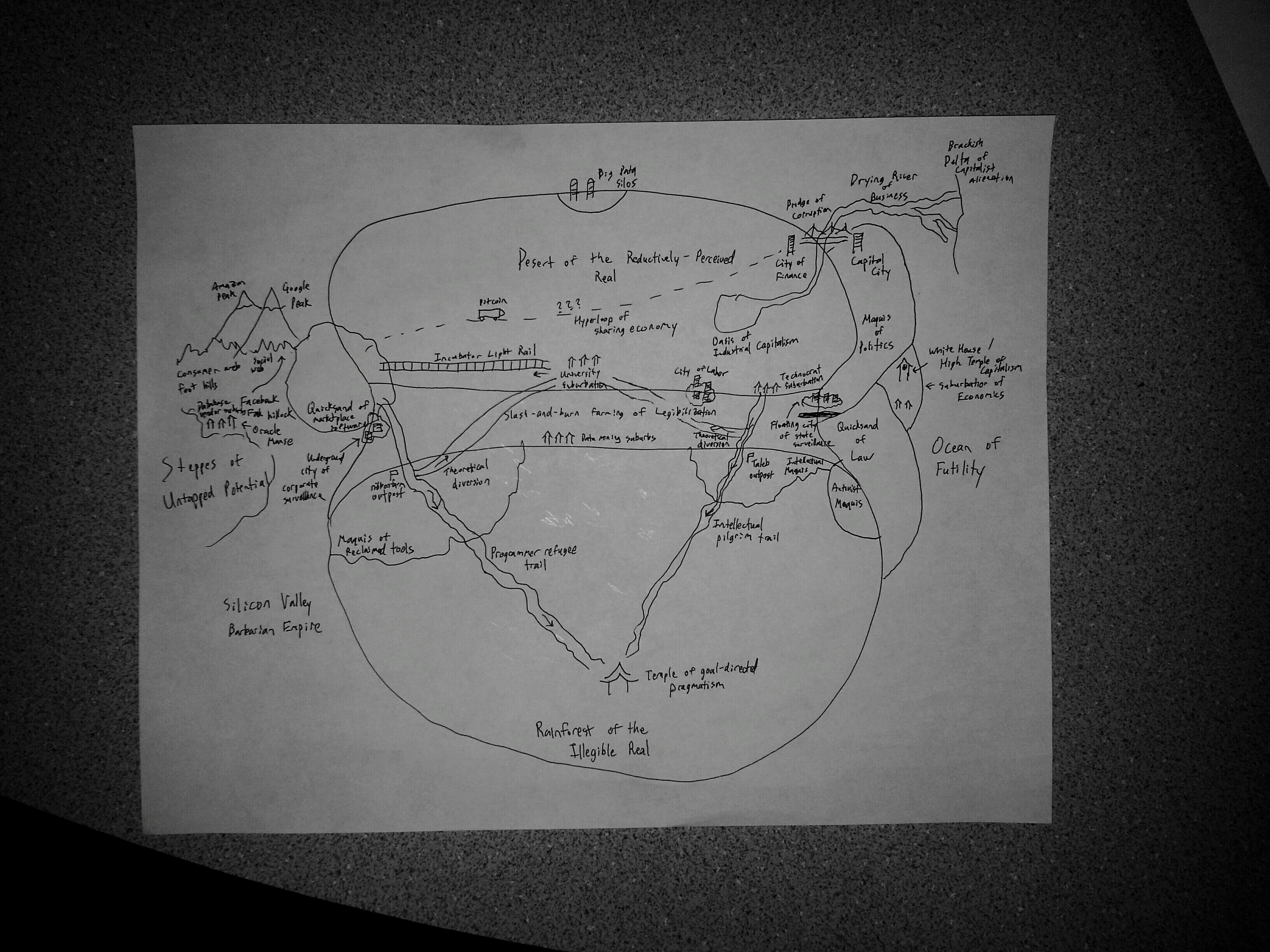 Refactor Camp 2014 hand-drawn map: Silicon Valley Barbarian Empire