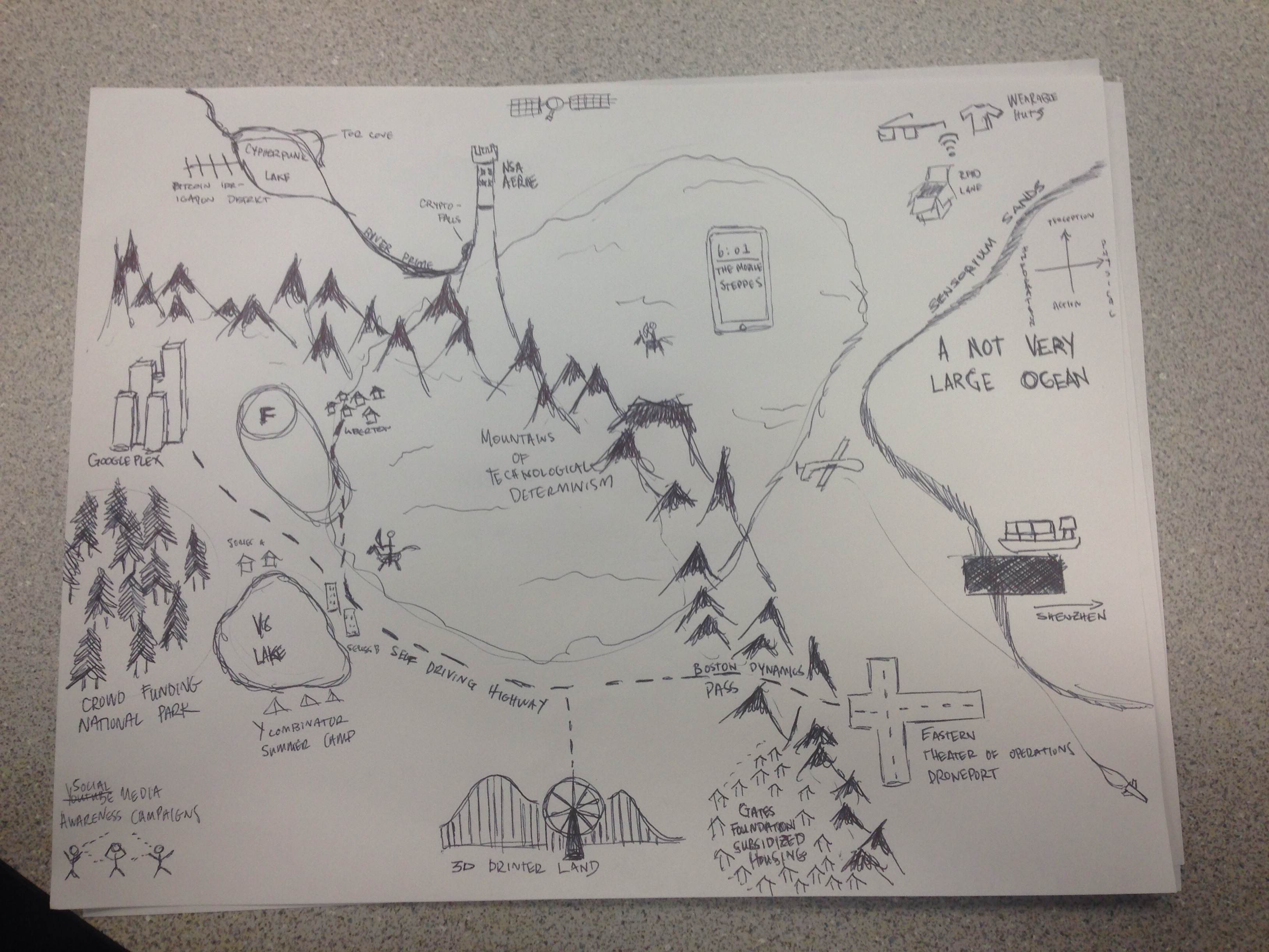 Refactor Camp 2014 hand-drawn map: A Not Very Large Ocean